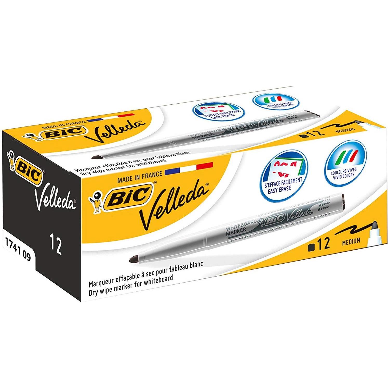 Bic Marker sausoji VELLEDA POCKET, apvalus galas, juodas (434) (12x) (9581711)
