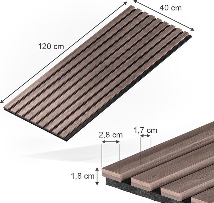 Produktbild Vicco Wandpaneele Akustikpaneel, Nussbaum/Braun, 4 Stück (4 Stk.)
