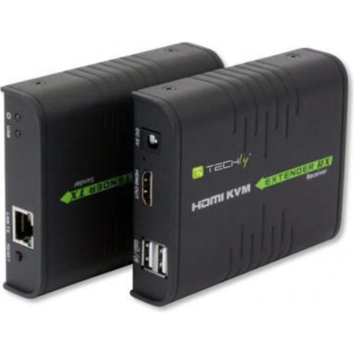 Techly Estensore KVM HDMI tramite cavo di rete, Switch KVM, Nero