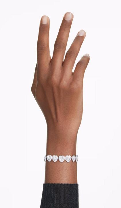 Image du produit Swarovski x Ariana Grande Tennis Armband Verschiedene Schliffe Herz Weiss Rhodiniert (22 cm, Métal Swarovski)