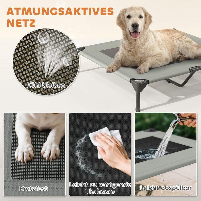 Produktbild Swisshandel24 Hundeliege Outdoor mit Dach, Erhöhtes Hundebett für Grosse Hunde, 91 x 76 x 90 cm, Hellgrau (Hund)