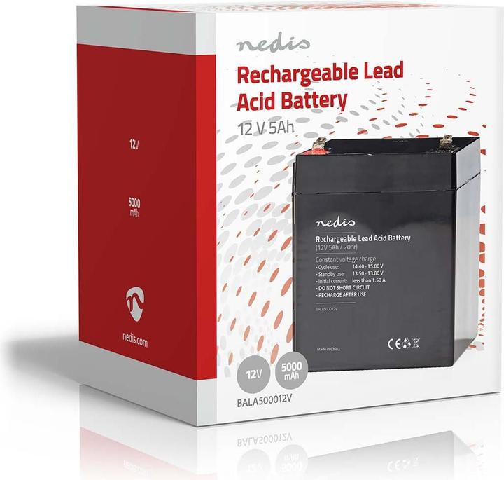 Immagine prodotto Nedis Batteria al piombo ricaricabile | Piombo-Acido | Ricaricabile | 12 V | 5000 mAh (1 pz., 5000 mAh, Caricabatterie senza batteria)