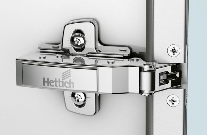 Hettich Sensys 8638i aluminum pot hinges, corner, center and inlying ban