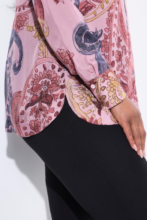 Immagine prodotto Ulla Popken Blusa con Cupro, design floreale, collo da camicia e maniche lunghe (50, 52)