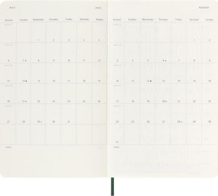 Image du produit Moleskine Agenda semainier (13 x 21 cm, Anglais)