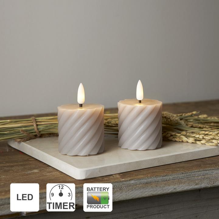 Actual product image Star Trading LED candles with timer function | Pillar candles grey | LED candle with timer | Pillar candles (1 x)