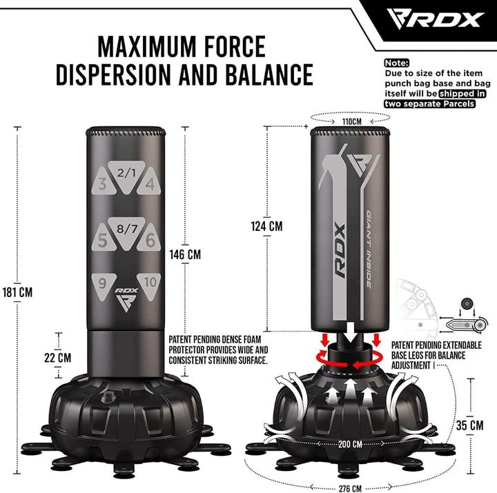 Image du produit Rdx Sac de frappe autoportant cible vert + gants (180 cm)