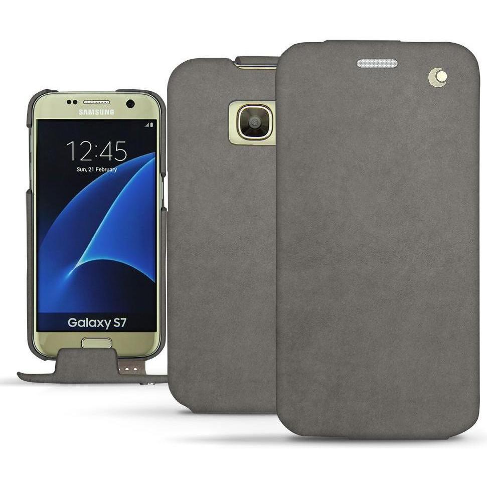 Noreve Lederschutzhülle vertikal (Samsung Galaxy S7), Smartphone Hülle, Grau
