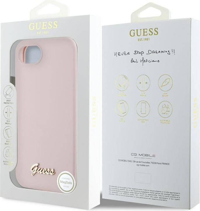 Guess - Silicone Script Metal Logo (GUHMPSE4SMBSLP) - iPhone 16e - Pink