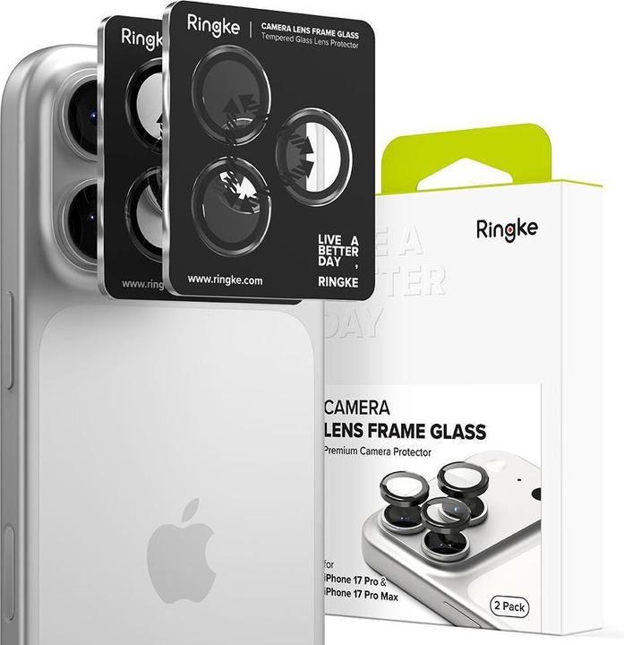 Produktbild Ringke - Camera Lens Frame Glass - iPhone 17 Pro / iPhone 17 Pro Max - Black (2 Stk., Apple iPhone 17 Pro, Apple iPhone 17 Pro Max)