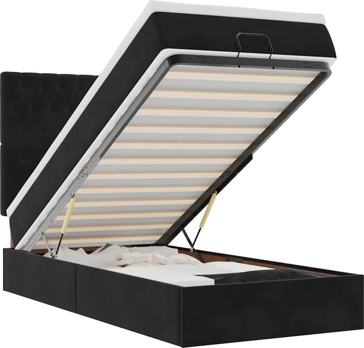 Actual product image VidaXL Ottoman bed with mattresses black 120x200 cm velvet bed frame (120 x 200 cm)