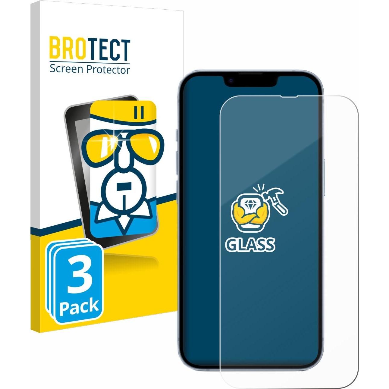 Thumbnail - BROTECT Panzerglas Hartglas Displayschutz (3 Stück, Apple iPhone 14), Smartphone Schutzfolie, Transparent
