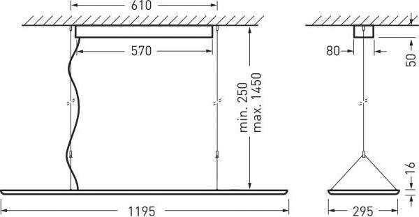 Actual product image Trilux LED pendant lamp 4000K DALI 2360 H1 PW #7377651 (4400 lm)