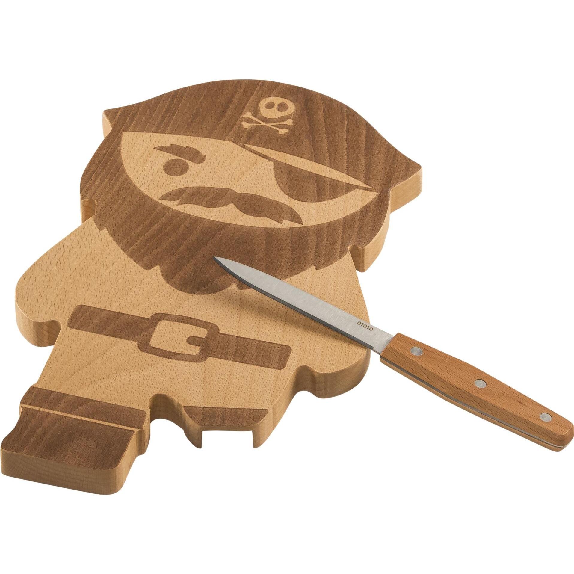 Thumbnail - Ototo Pirate Board Schneidbrett mit Messer, Schneidebrett, Braun