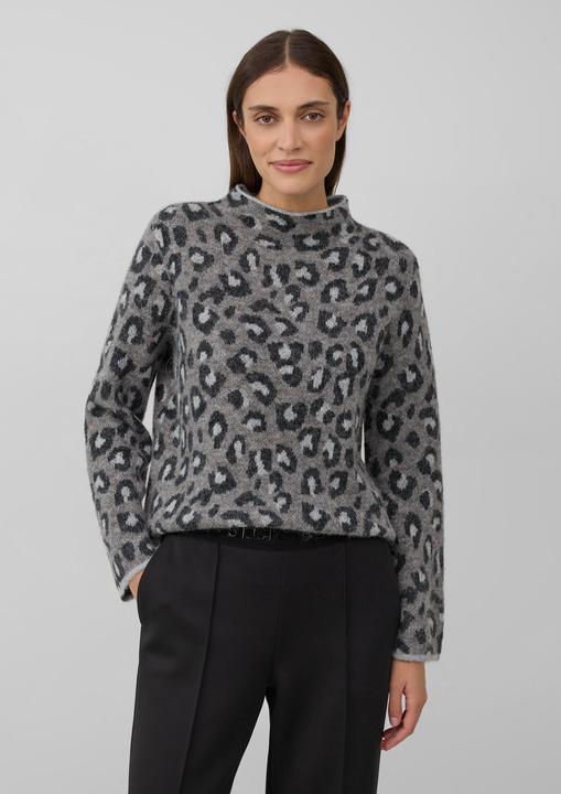 Produktbild s.Oliver Strickpullover Relaxed-Fit-Pullover aus Alpaka-Wollmix mit Leo-Print (34)
