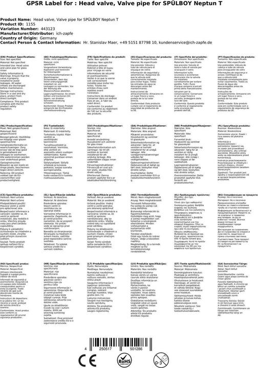 Produktbild Ich-zapfe Kopfventil Ventilrohr Spülboy Neptun T