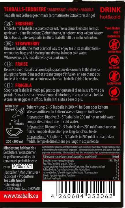 Produktbild Teaballs Erdbeere Black Selection 30-75 Tassen (71 g)