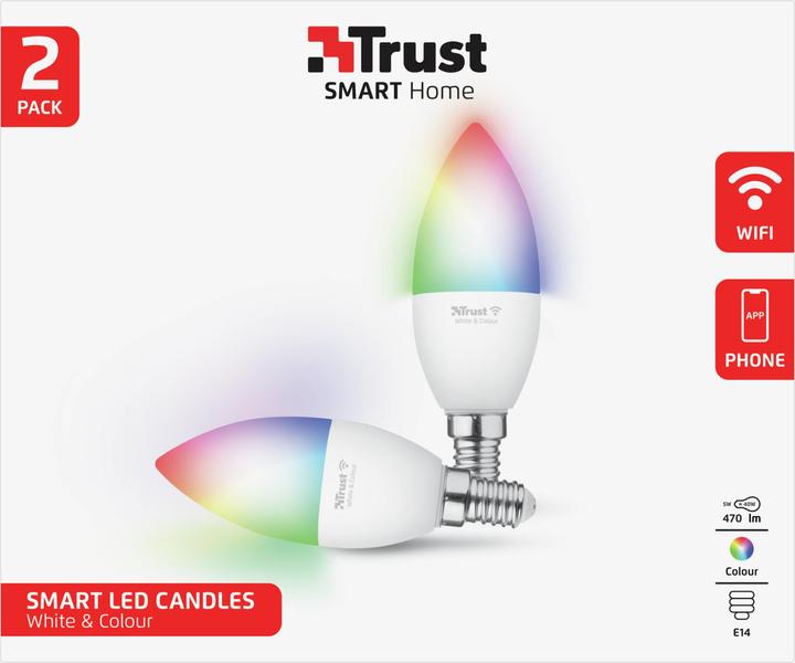 Energie-Label Trust 71293 smart lighting Smart bulb White Wi-Fi (E14, 470 lm, 2x)