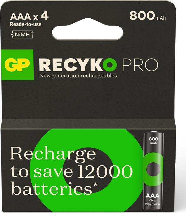 Actual product image GP Batteries Rechargeable batteries others (4 pcs., AAA, 800 mAh)