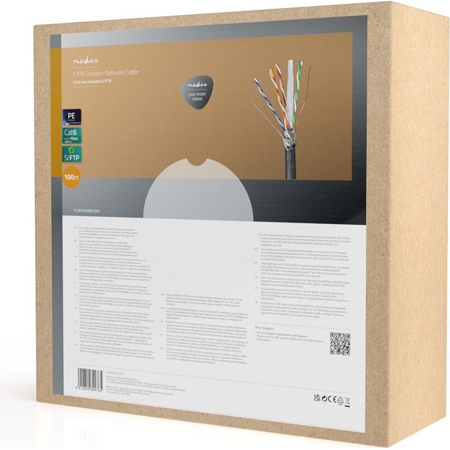 Thumbnail - Nedis Netzwerk-Kabel Rollen CAT6 Solid S/FTP Kupfer 100.0 m Aussenbereich Rund PE (S/FTP, CAT6, 100 m), Netzwerkkabel