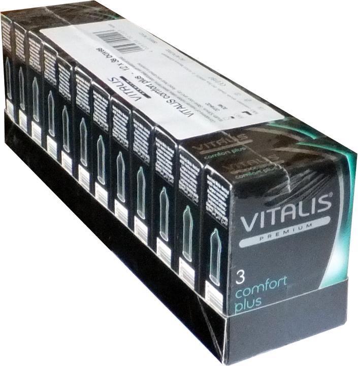 Produktbild Vitalis PREMIUM «Comfort Plus» 12x3 Kondome mit mehr Freiraum für die empfindliche Eichel, Sparpack (36 Stk.)