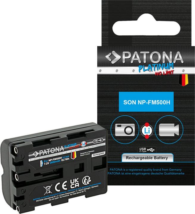 Actual product image Patona Platinum Sony NP-FM500H USB-C (Camera battery)