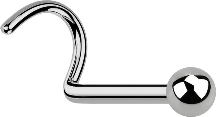 Immagine prodotto Star Piercing Steriler Nasenstecker gebogen silber mit Kugel (Titanio G23, senza ottone)