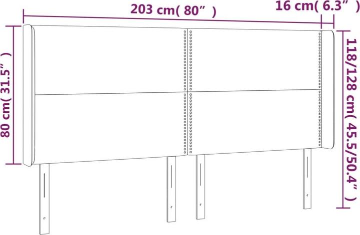 Produktbild vidaXL LED Kopfteil (203 x 16 x 128 cm)