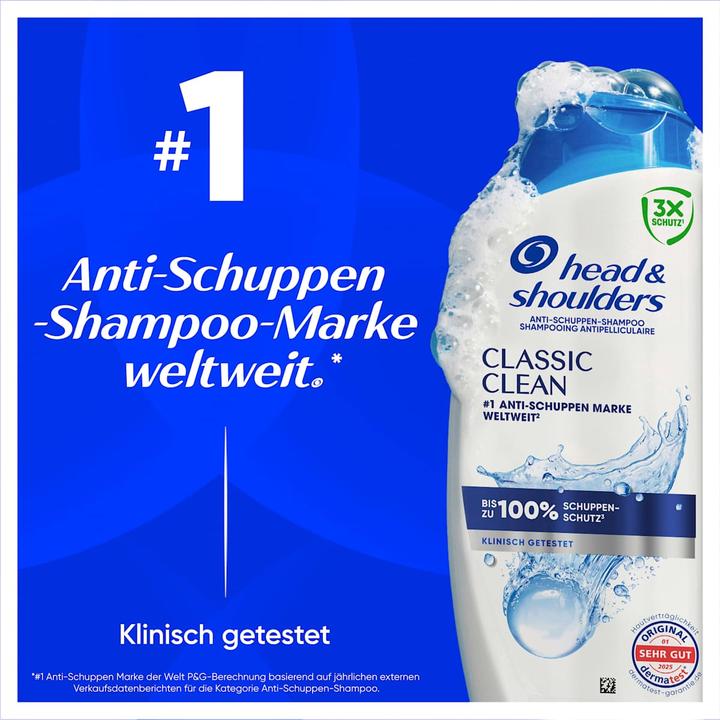 Produktbild Head & Shoulders Anti-Schuppen Shampoo Classic Clean Shampoo 250 ml (Flüssiges Shampoo, 250 ml)