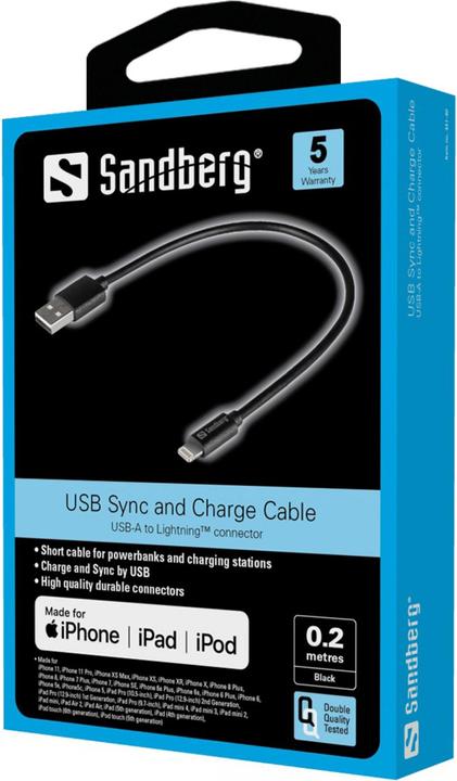 Image du produit Sandberg USB A - Lightning (0.20 m, USB 2.0)