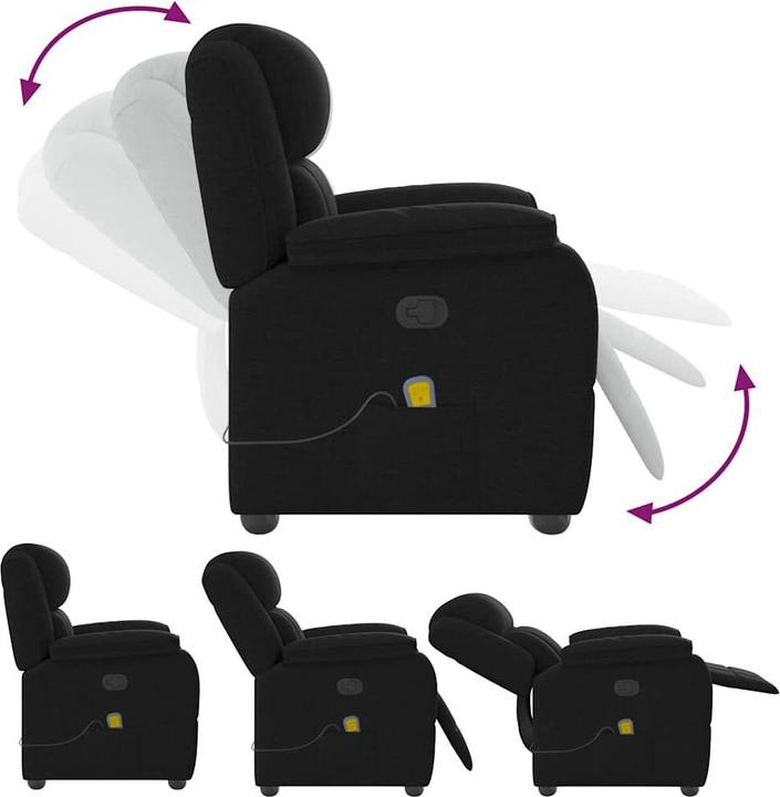Actual product image vidaXL Massage armchair black fabric Massage TV armchair