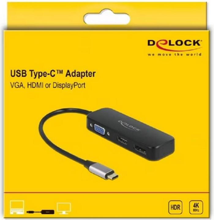 Image du produit Delock Adaptateur USB Type-C™ vers VGA / HDMI / DisplayPort 4K 60 Hz (HDMI, VGA, 15.50 cm)