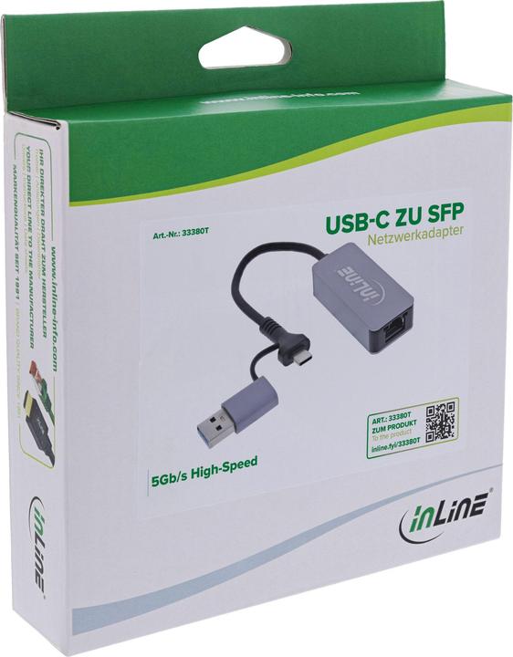 Actual product image InLine USB 3.2 zu 5 Gb/s Netzwerk-Adapter (USB, USB-C, RJ45 (1x))