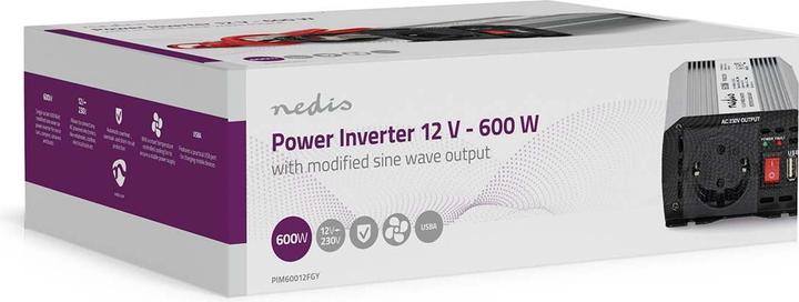 Immagine prodotto Nedis Inverter di potenza a onde sinusoidali modificate - Tensione di ingresso: 12 V DC - Connessione di
