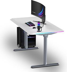 Actual product image Ultradesk Gaming-Tisch QUEST, 140x70cm, 72-120cm, grau-weiss