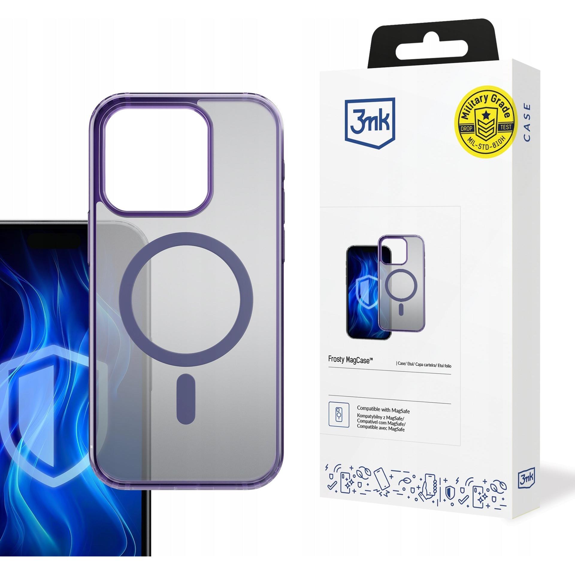3MK Frosty MagCase iPhone 15 Pro fioletowy/purple (Apple iPhone 15 Pro), Smartphone Hülle, Violett