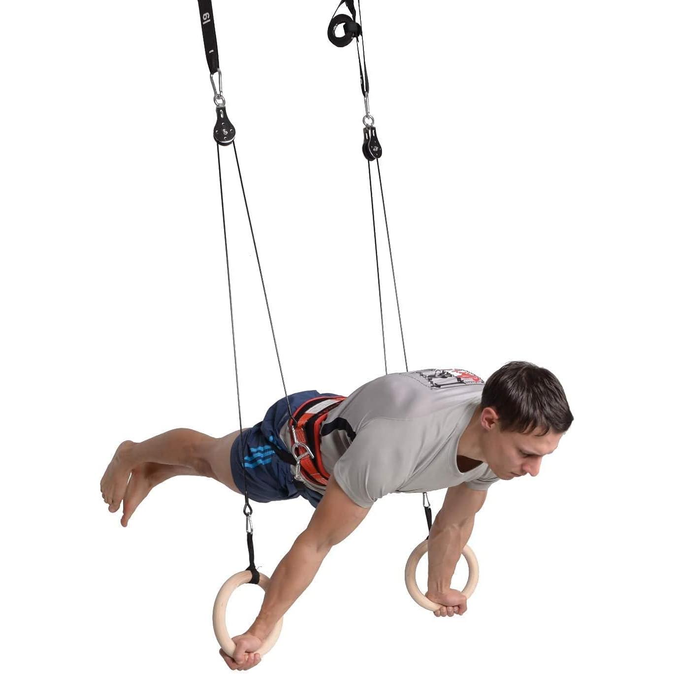 FlyFit Premium Fitnessringe und Turnstange mit Flaschenzugsystem