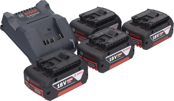 Produktbild Bosch Professional Bosch GAL 18V-20 Akku LadegerÃ¤t 10,8 - 18 V 2 AÂ ( 2607226281 ) + 4x GBA 18 V 5,0 AhÂ Akku ( 4x 26 (18 V)