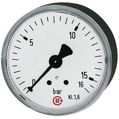 Riegler 101740 Standardmanometer, rückseitig zentrisch, G 1/4, 0 - 6 bar, Ø 50 (Messgerätkoffer), Messtechnik