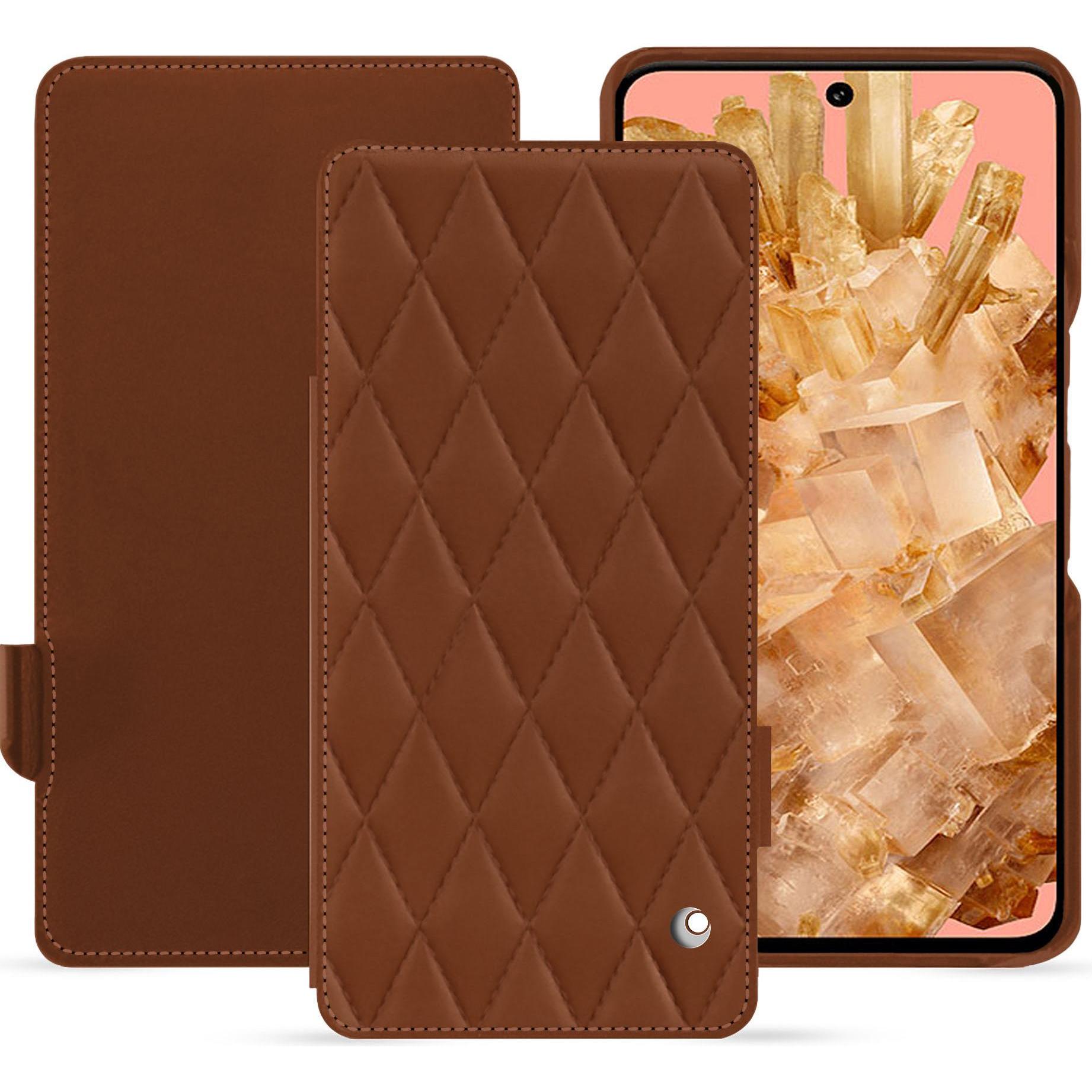 Noreve Lederschutzhülle horizontal (Google Pixel 8), Smartphone Hülle, Braun