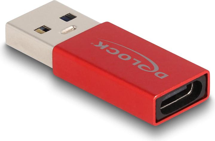 Produktbild Delock USB 10 Gbps Adapter USB Typ-A Stecker zu USB Type-C™ Buchse aktiv rot (USB-A, 3.60 cm)