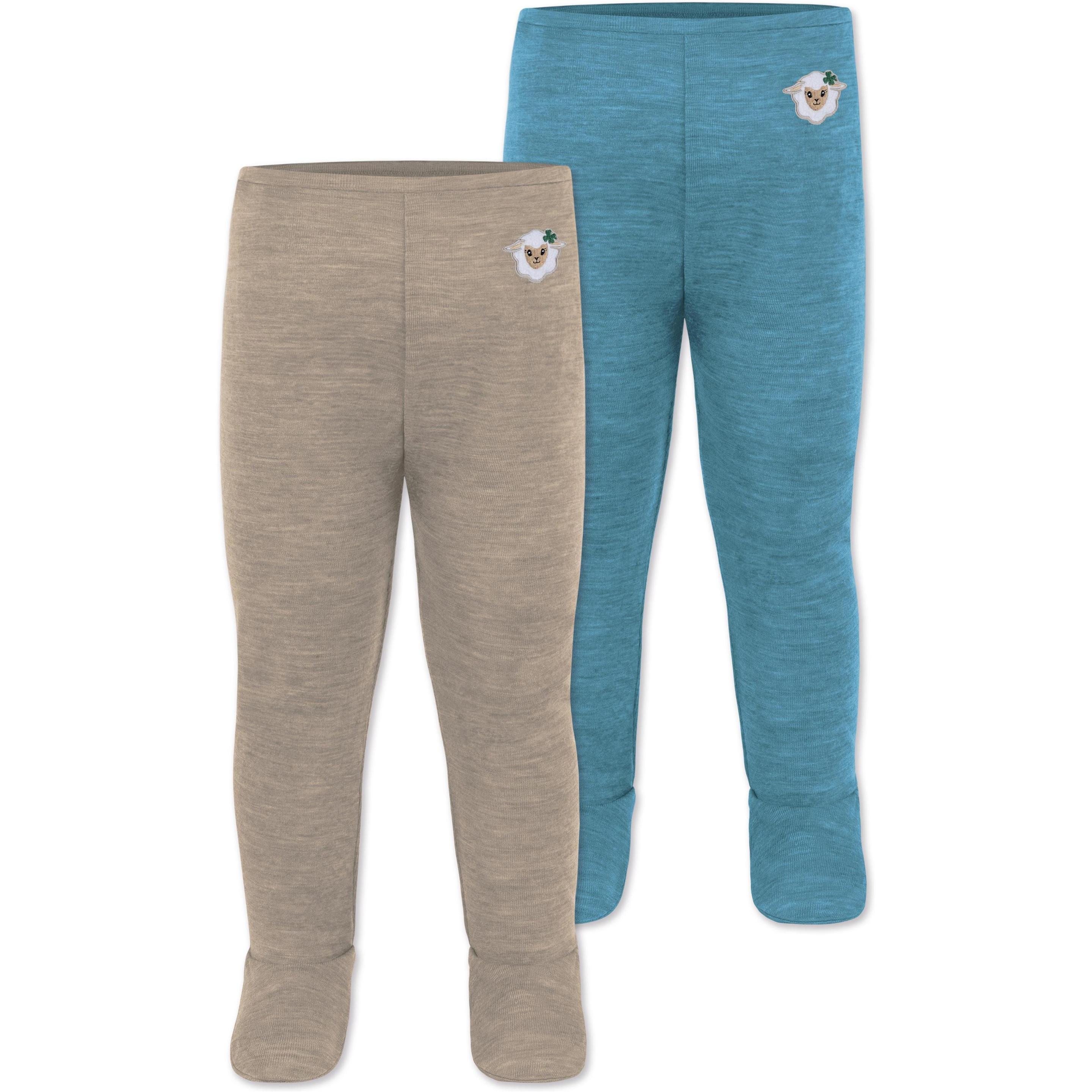 Normani, Herren, Funktionsunterhose, 2er Pack Baby Merino Unterhose mit Füssen - 9539 (74), Blau, 74