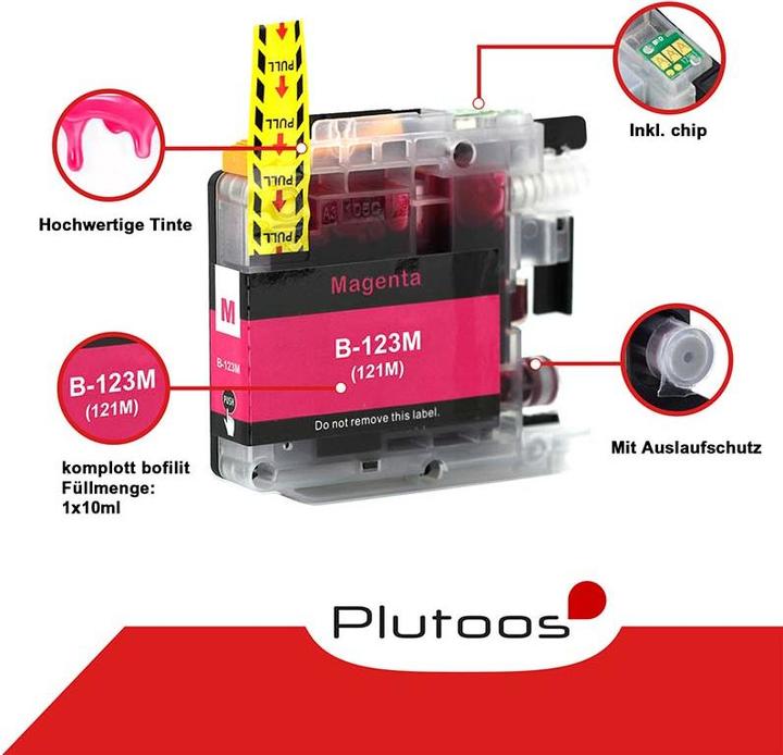 Immagine prodotto Plutoos Brother LC-123M Cartuccia XXL compatibile, megenta (M)