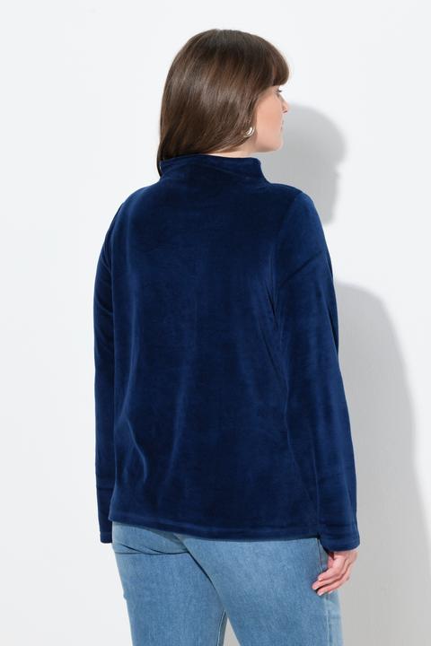 Produktbild Ulla Popken Samt-Sweatshirt, A-Linie, Stehkragen, Langarm (60)