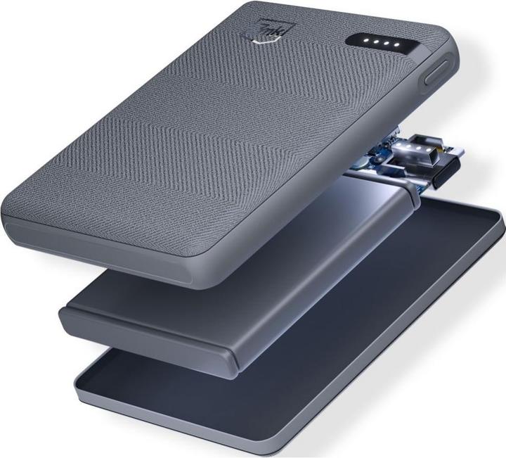 Actual product image 3MK Powerbank Pocket Powerbank 5000mAh 12W USB-C szary/gray (5000 mAh, 12 W)