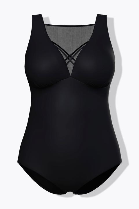 Actual product image Ulla Popken Strappy Mesh Panel One Piece Swimsuit (48)
