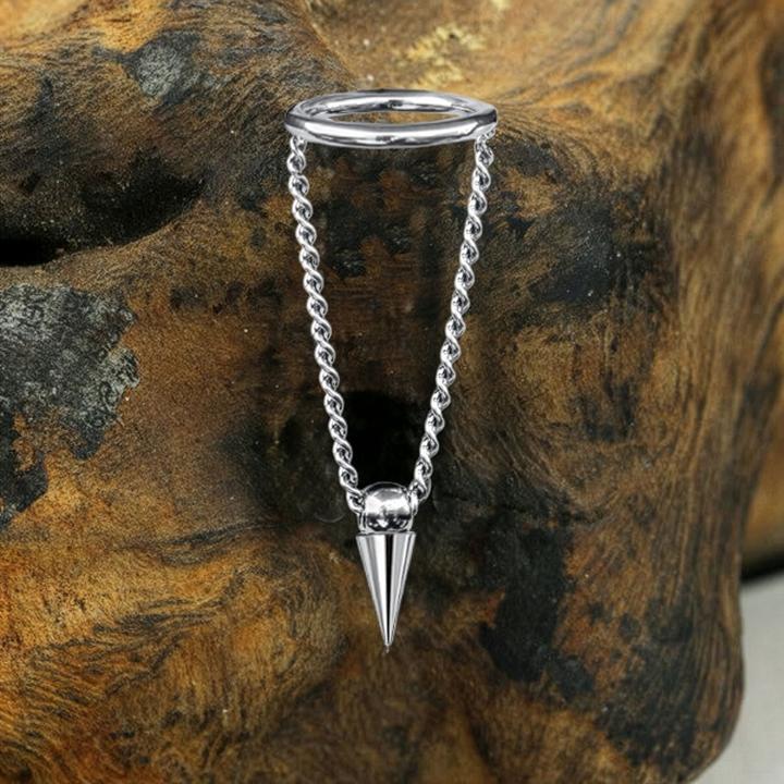Produktbild Star Piercing Micro Segmentring klappbar silber Anhänger waagerecht Kette mit Cone (Chirurgenstahl 316L, ohne Messing)