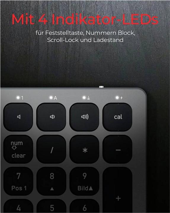 Actual product image KeySonic Full-Size Aluminum Keyboard, Bluetooth® & RF, for Win & macOS (DE, Wireless)