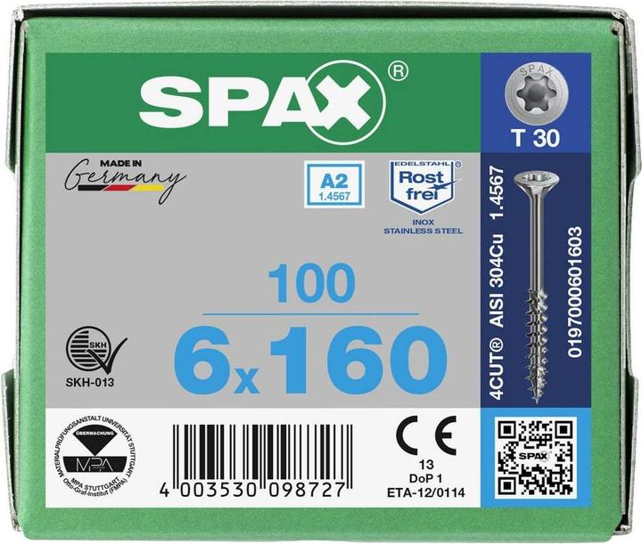 Produktbild Spax A2 Senkmultikopf T-Star Plus T30 Teilgewinde 4cut (100 Schrauben pro Stück)