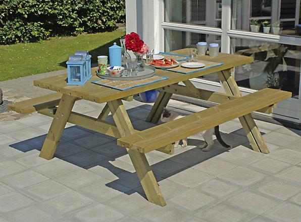 Image du produit Plus Garten Ensemble bancs et table, L x p 1770 x 1550 mm, coloris naturel. (117 cm)